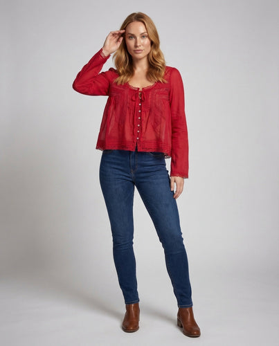 Ladies Lace Blouse Gathered Back Yoke