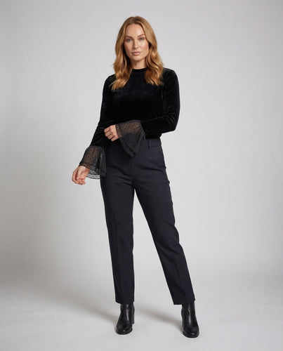 Women's Velvet Long Sleeve Shirt Tulle Cuffs
