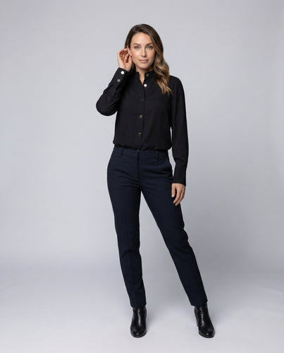 Women's Blouse Silk-like Decorative Button Placket