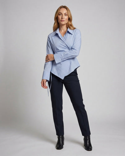 Women's Fitted Shirt Blouse Pinstripe Look