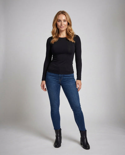 Women's Cropped Long Sleeve Shirt Stretch Jersey