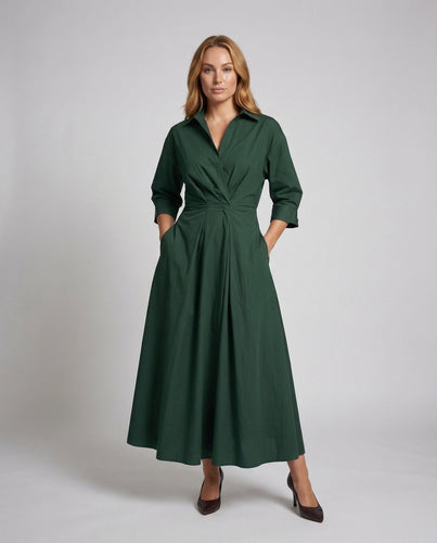 Women's Shirt Blouse Maxi Dress Draped Waist Detail