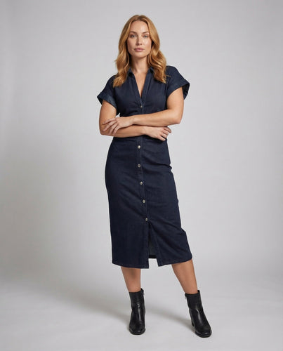 Women's Shirt Dress Ruched Waist Mid Silhouette