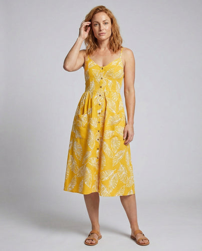 Women Midi Dress Leaf Pattern Corset Insert