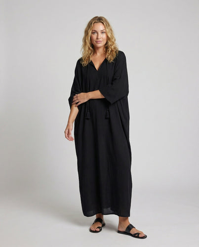 Women's Kaftan Maxi Dress V-Neck Drawstring