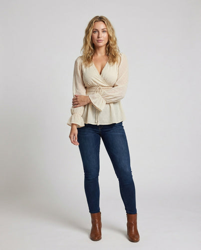 Wrap tunic dot structure crochet waist band