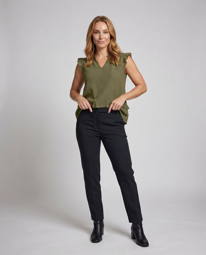 Women Tunic-Blouse Crepe Effect Ruffle Edge