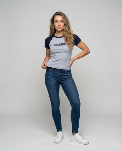 Women's Raglan Shirt Figure-Hugging Round Neck