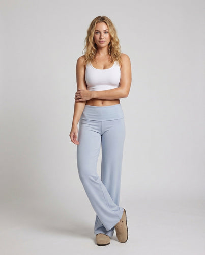 Ladies Relax Palazzo Pants Wide Folded Waistband