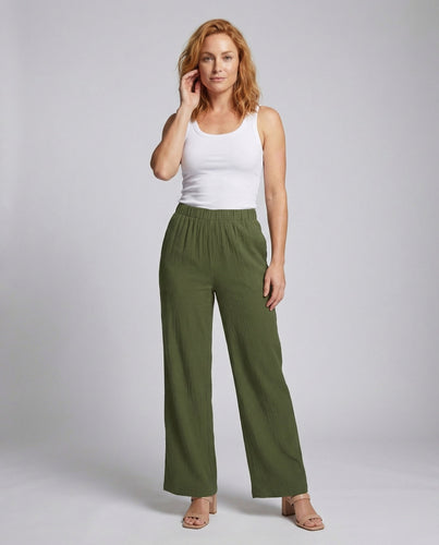 Women's Wide Trousers Structure Jersey Straight Cut