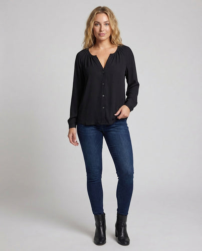 Women's Shirt Blouse V-Neck Gathered Shoulder