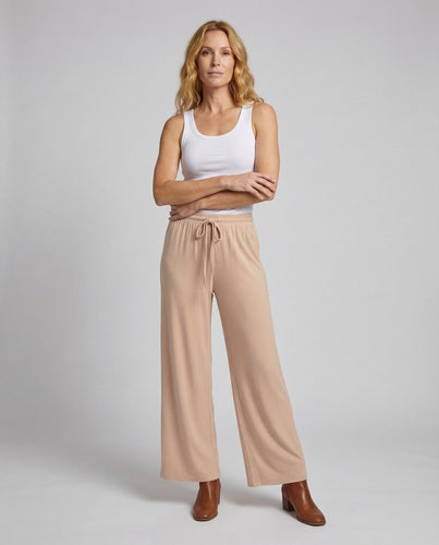 Women Viscose Jersey Palazzo Pants with Drawstring Waistband