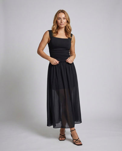 Women gathered maxi dress with draped top