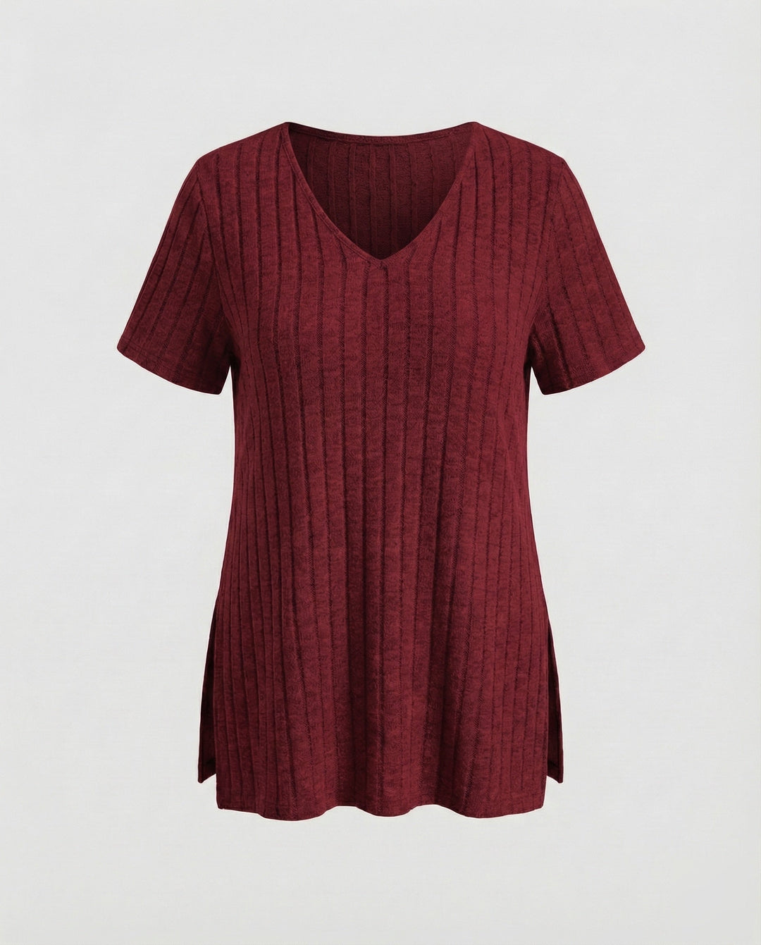 Women generously cut ribbed shirt