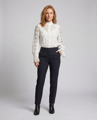 Women high-neck crochet blouse