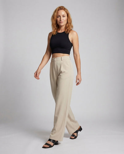 Women high-waisted pleated palazzo pants