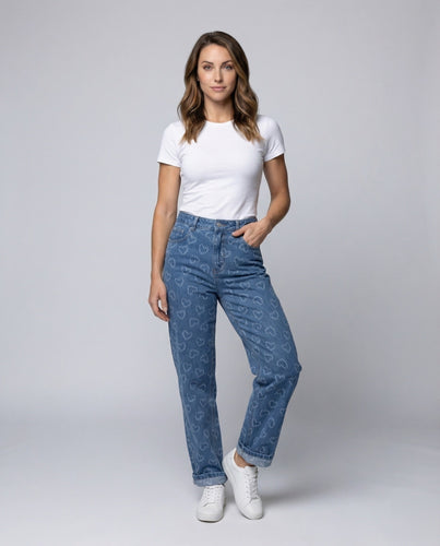 Women's quilted high-waisted jeans