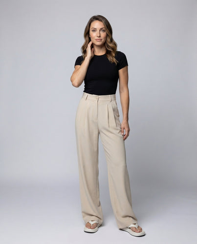 Ladies high-waisted palazzo suit trousers