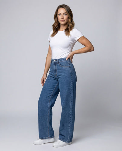 Women minimalist high-waisted Palazzo jeans