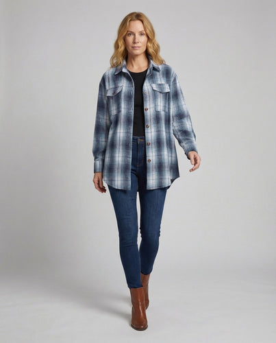 Women checked knot blouse in oversized style