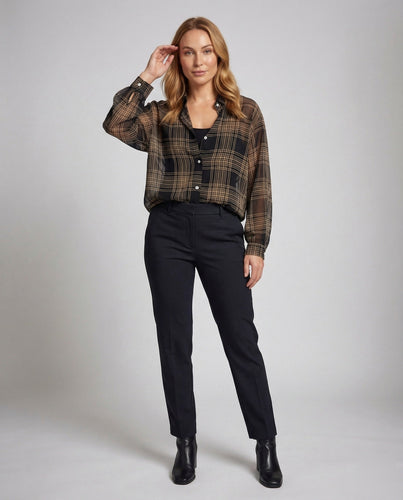 Women's boxy cut check blouse