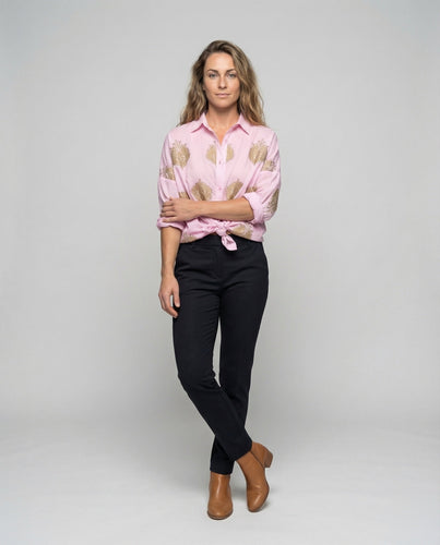 Women's casual embroidered tunic blouse.