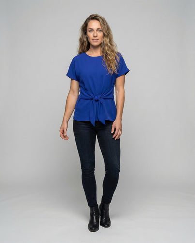 Ladies casual crepe knot top.