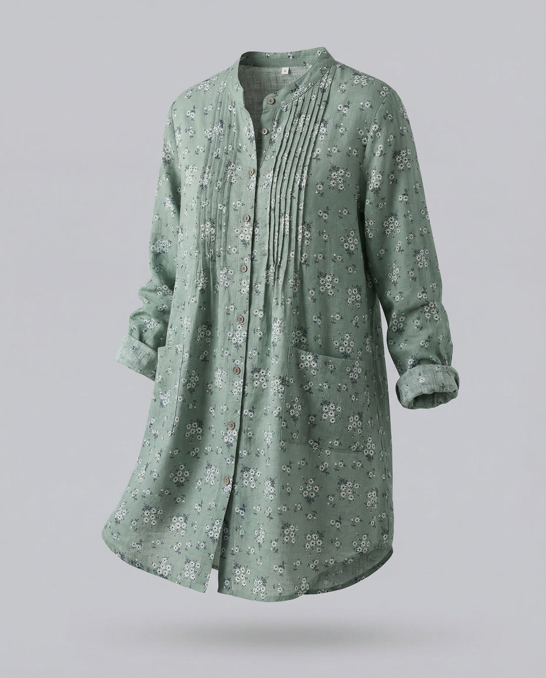 Women’s lightweight linen tunic with floral print.