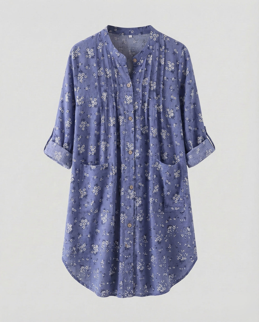 Women's lightweight linen-look tunic blouse.
