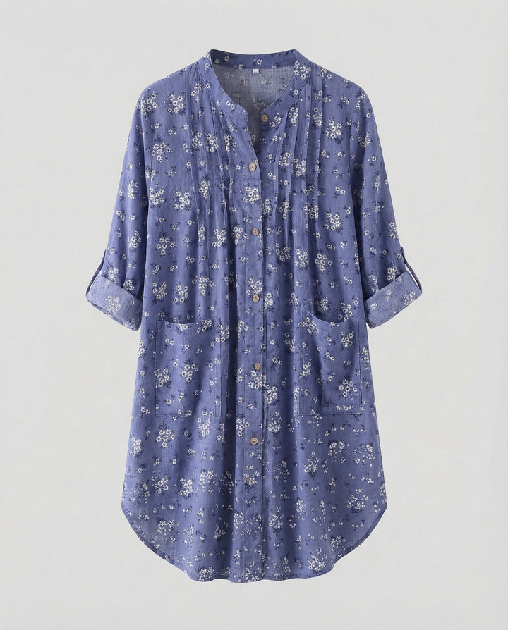 Women's lightweight linen-look tunic blouse.