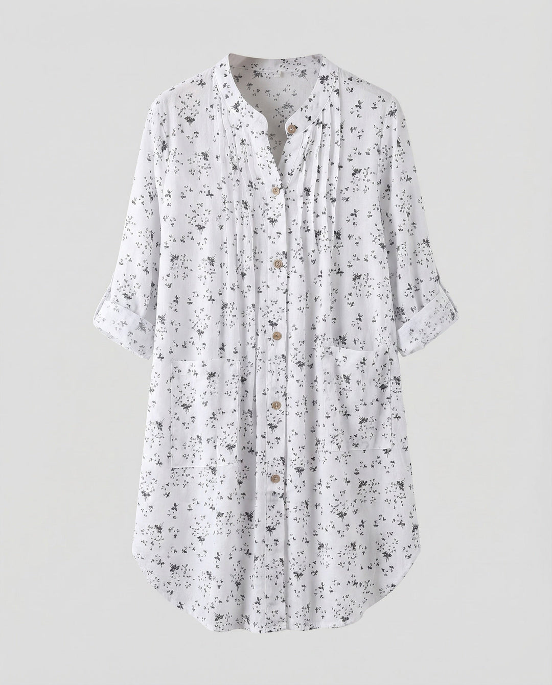 Women's lightweight linen-look tunic blouse.