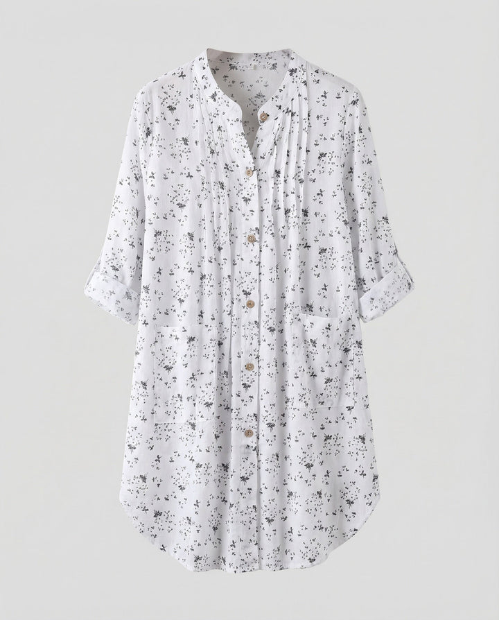Women's lightweight linen-look tunic blouse.