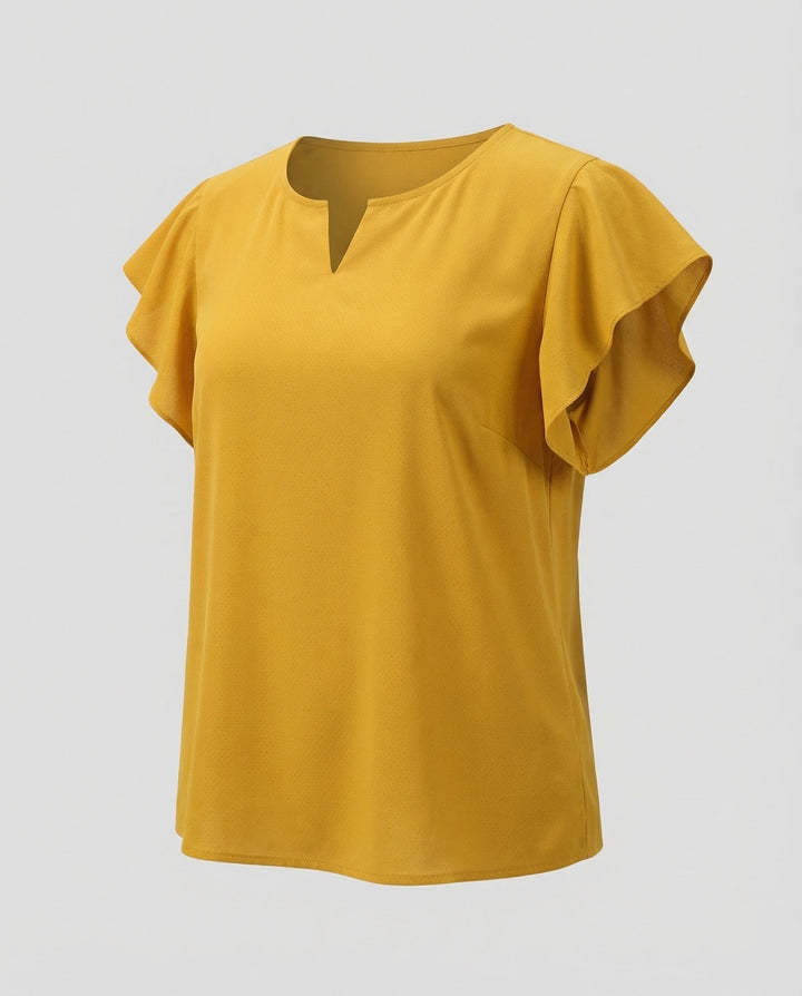 Women's lightweight textured cotton-linen blouse.