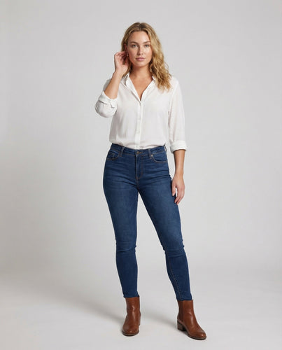 Women's shirt vest with distinctive shoulder contour and V-neck.