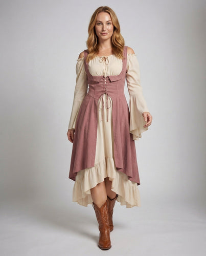 Women's wrap palazzo pants with high smocked waistband and flowing overlay front.