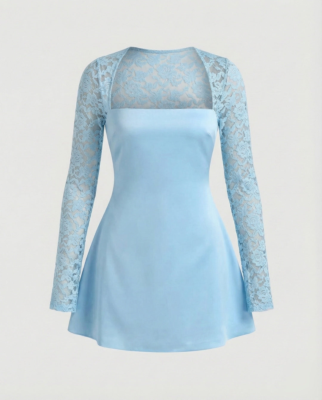 Women's strapless mini dress with lace sleeves
