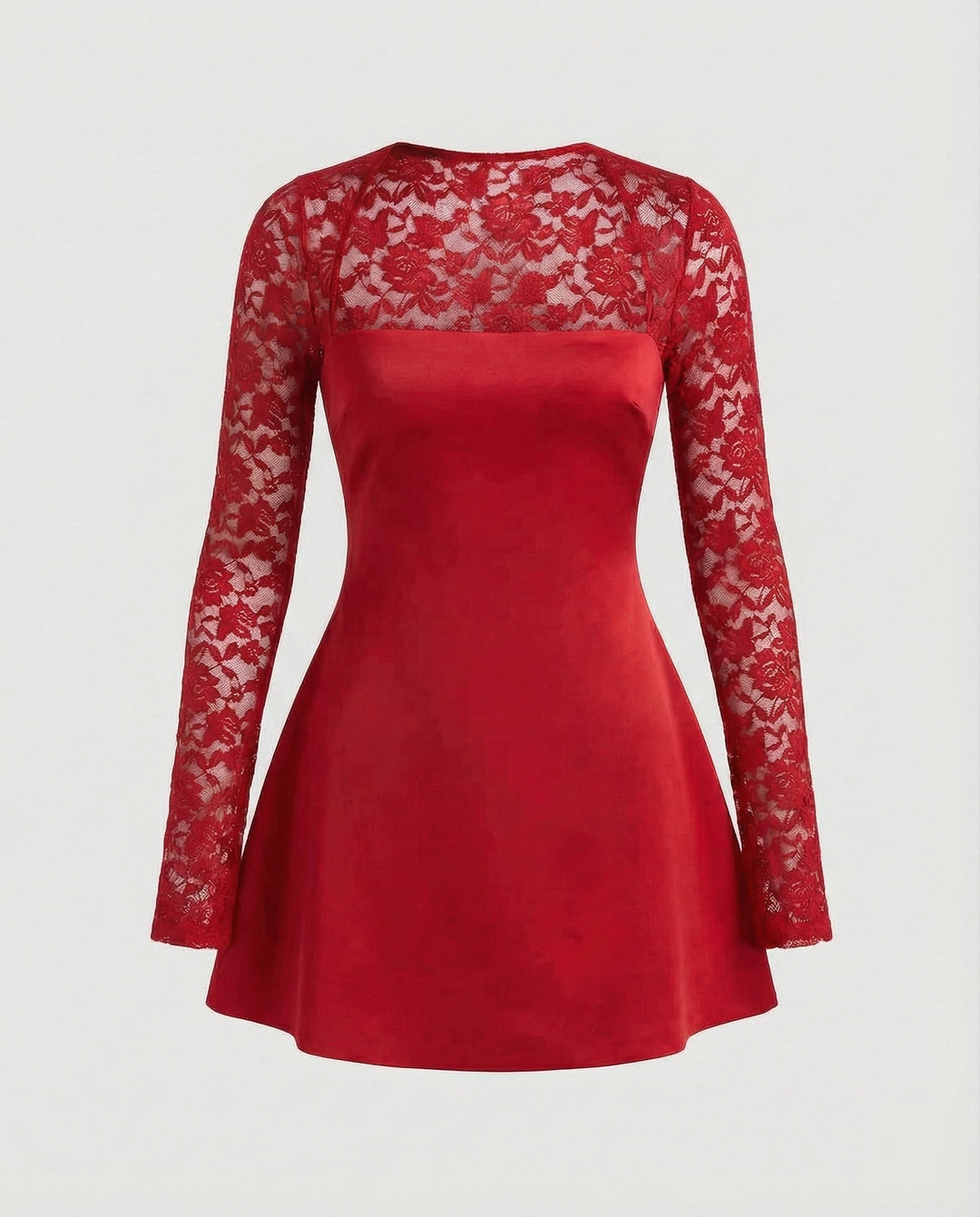 Women's strapless mini dress with lace sleeves
