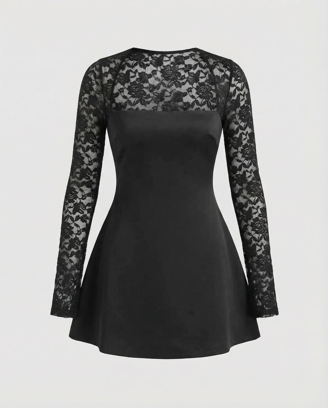 Women's strapless mini dress with lace sleeves