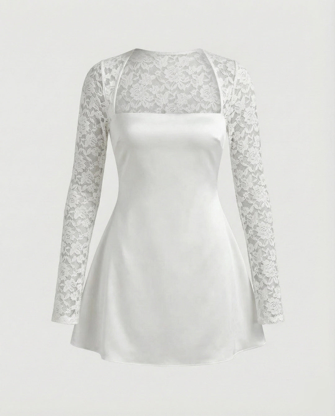 Women's strapless mini dress with lace sleeves