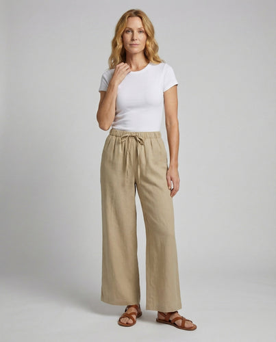 Women's wide linen-look relaxed pants