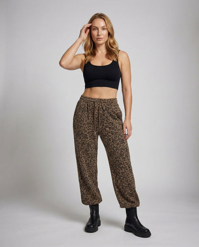 Ladies patterned Palazzo jogging pants with leopard print