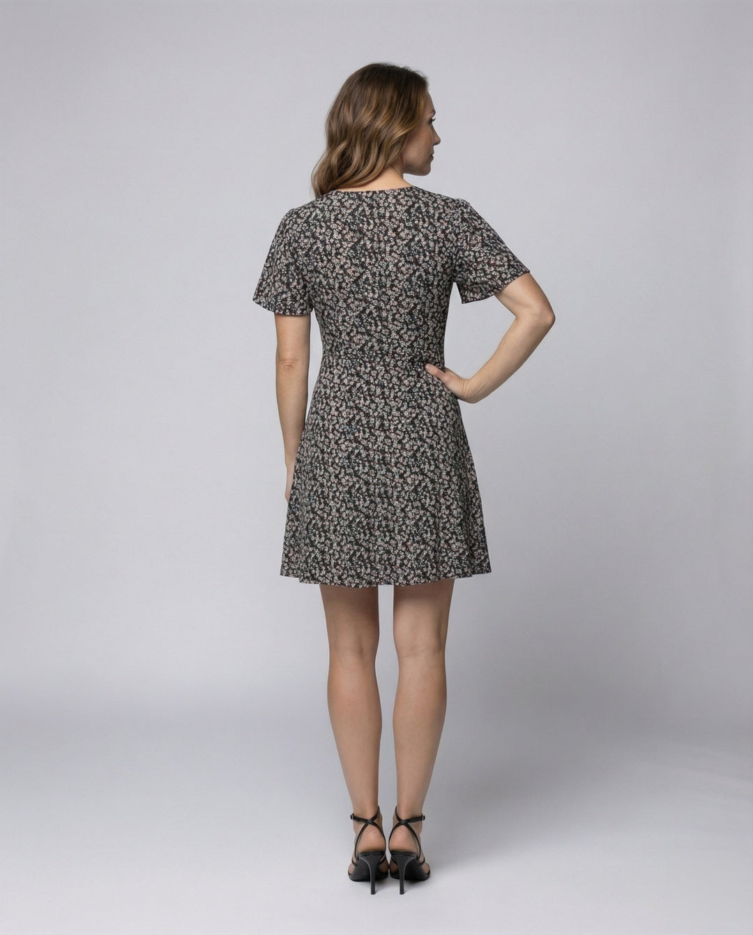 Women's Wrap Mini Dress with Flutter Sleeves