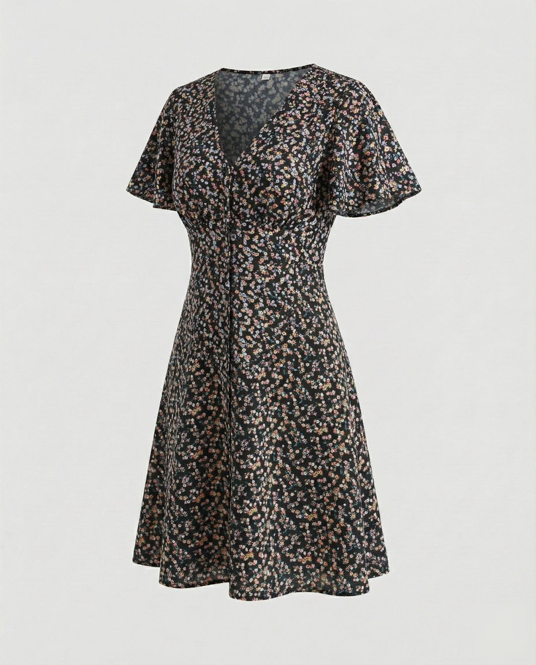 Women's Wrap Mini Dress with Flutter Sleeves