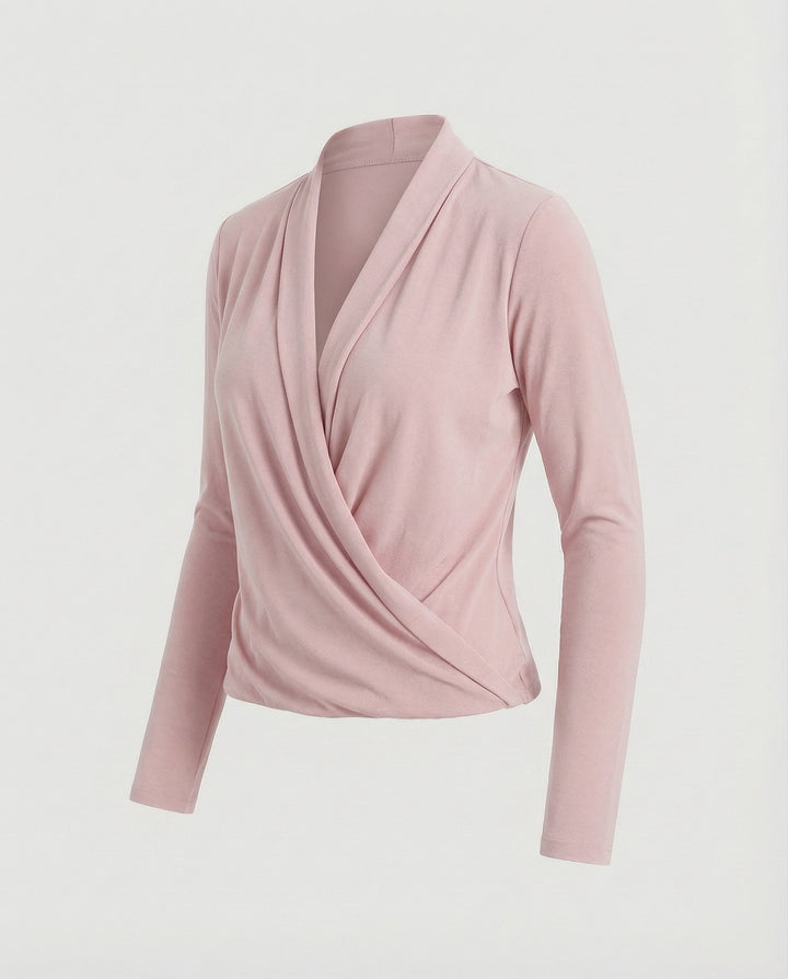 Women’s wrap blouse with waterfall draping