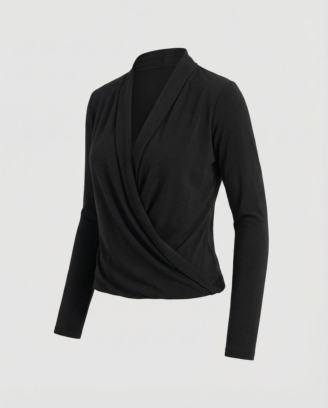 Women’s wrap blouse with waterfall draping