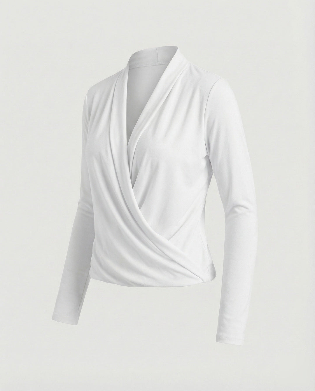 Women’s wrap blouse with waterfall draping