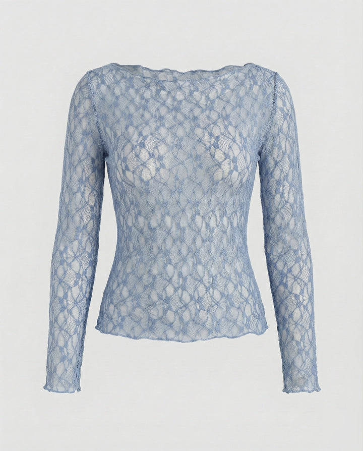 Ladies delicate lace long sleeve blouse