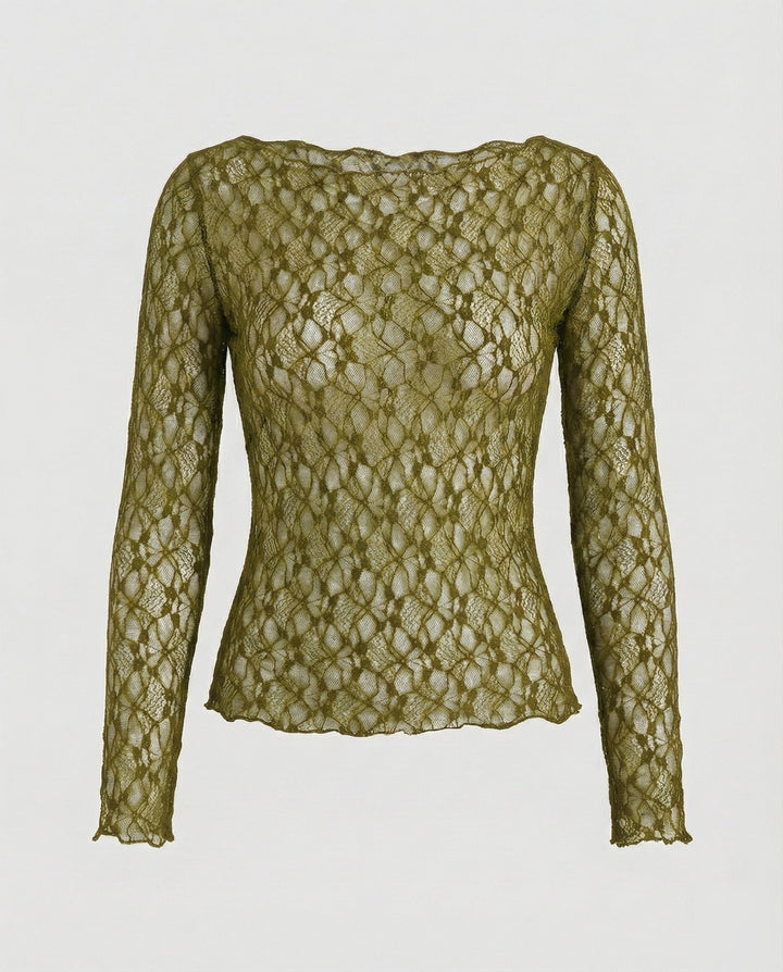 Ladies delicate lace long sleeve blouse
