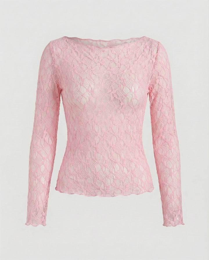 Ladies delicate lace long sleeve blouse