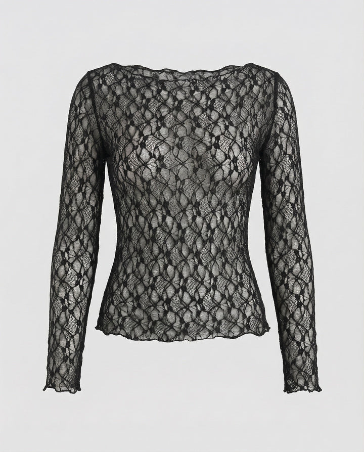 Ladies delicate lace long sleeve blouse